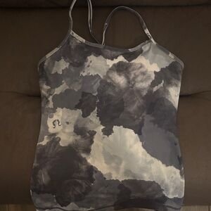 lululemon athletica Gray and White Tie-Dye Power Y tank